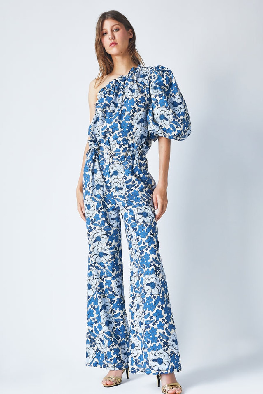 The Label Edition Zoe Pants Blue Bloom - The Label Edition Clearance