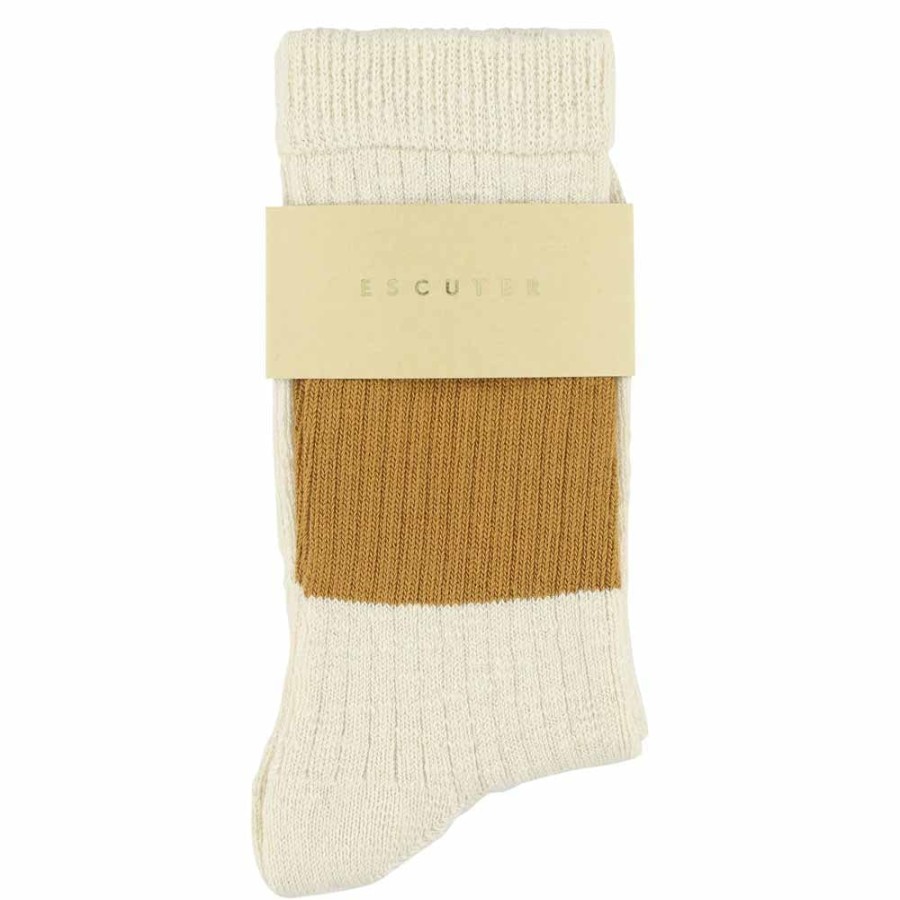 Escuyer Women Melange Band Socks Ecru / Mustard - Escuyer Best