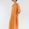 Anaak Cantaloupa Blockprint Jhula Long-Sleeve Maxi Dress - Anaak Best