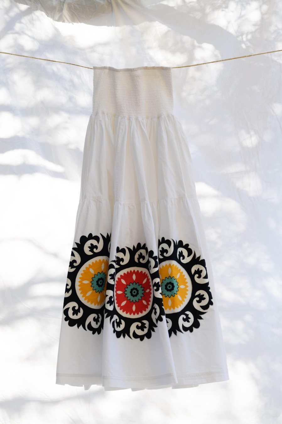 Yashu & Prem Suzani Smoke White Skirt - Yashu & Prem Clearance