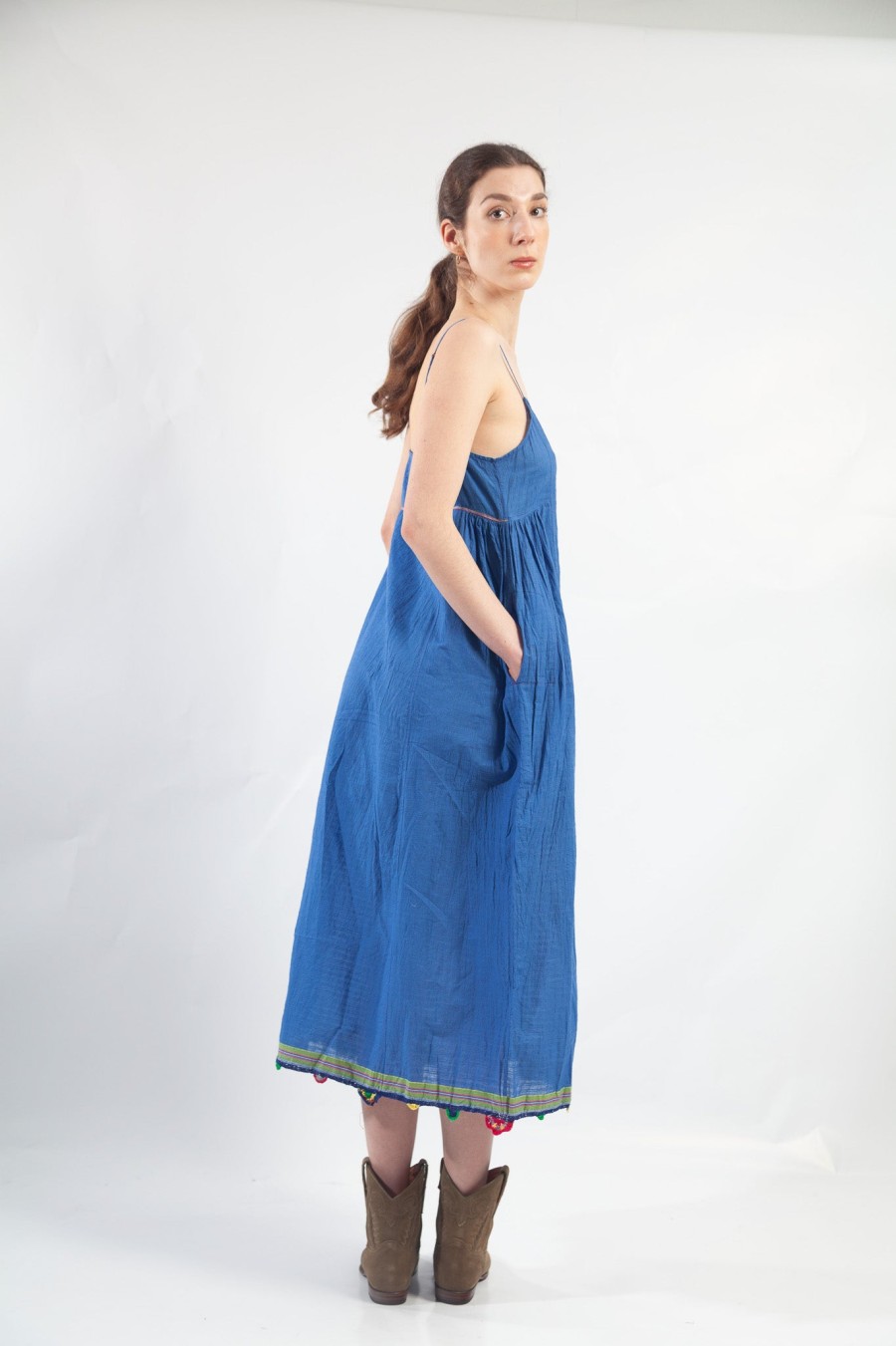 Injiri Injiri Jodhpur-123 Cobalt Cotton Slip Dress Clearance