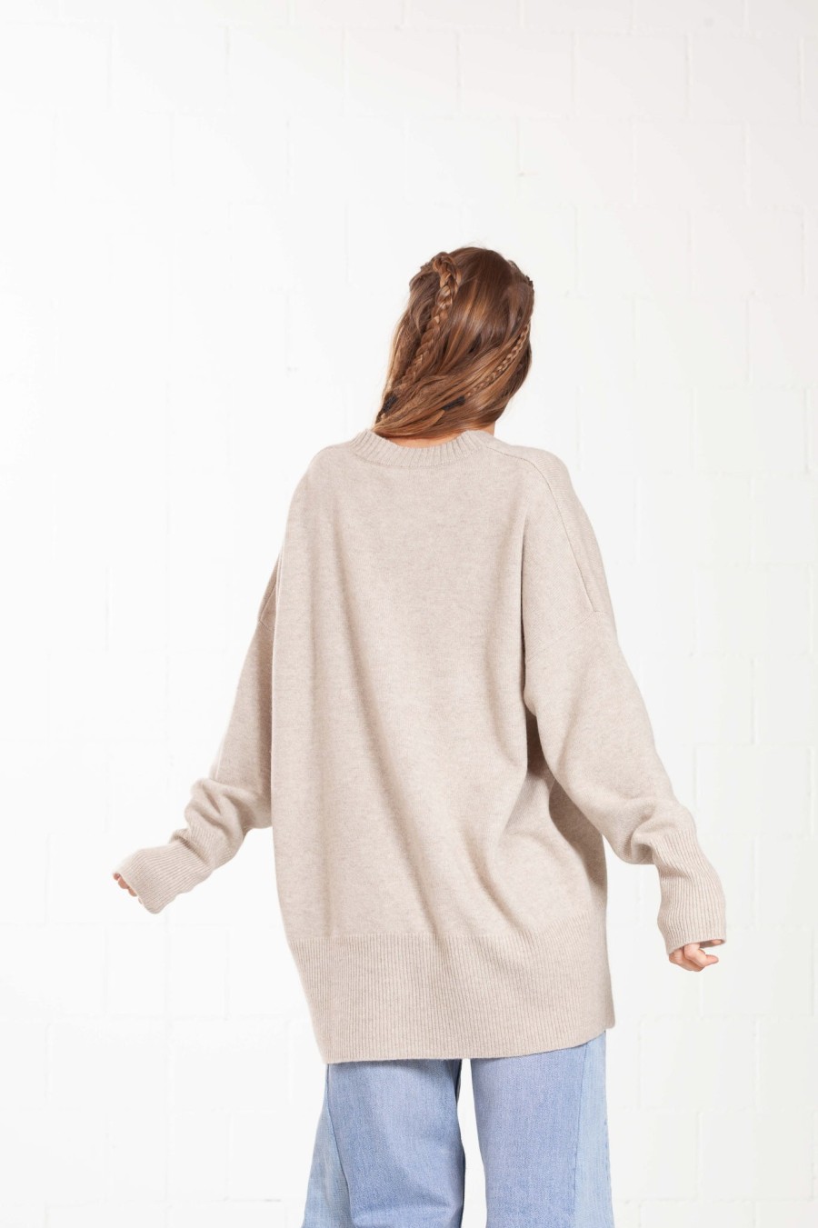 ByAdushka Natural Crew Neck Cashmere Sweater Wholesale