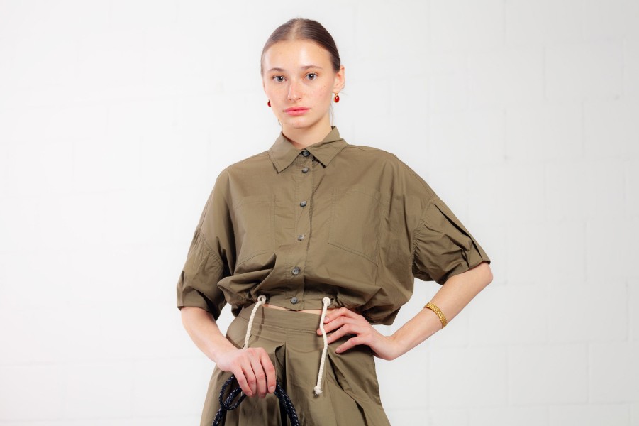 Collection PRIVĒE Collection Privee? Straw Green Shirt Wholesale