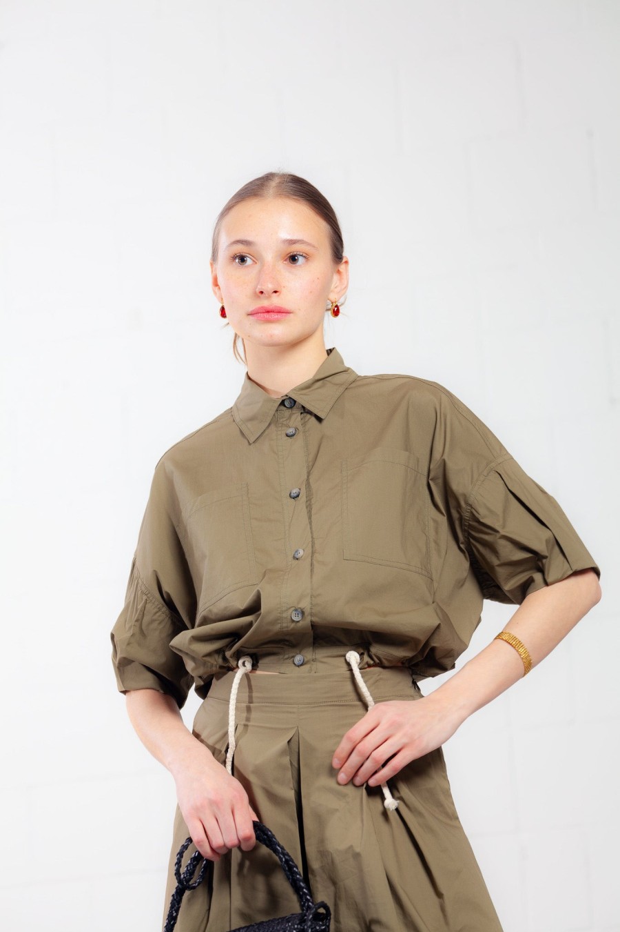 Collection PRIVĒE Collection Privee? Straw Green Shirt Wholesale