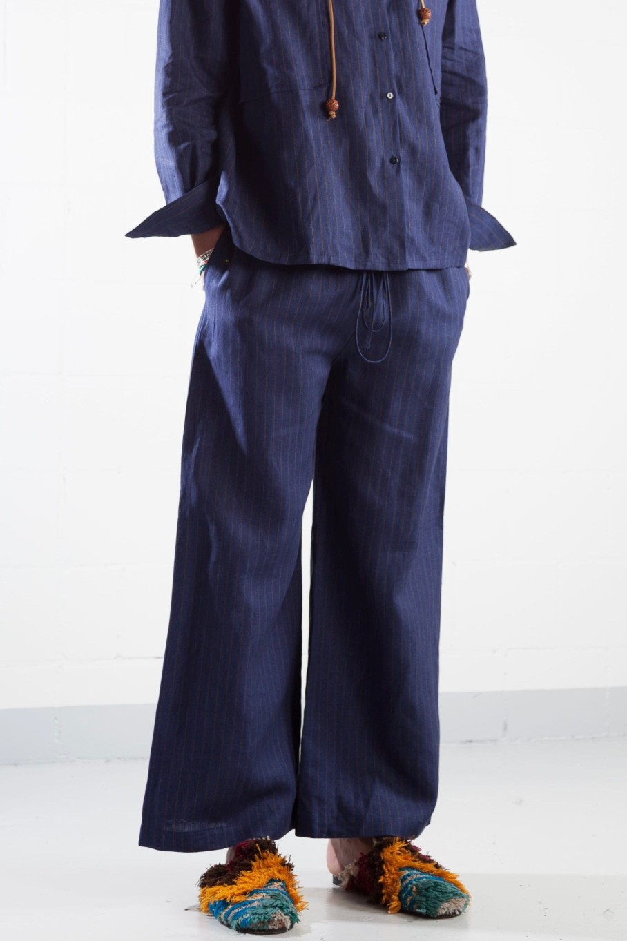 ByAdushka Reno Linen Pants Blue - Byadushka Clearance