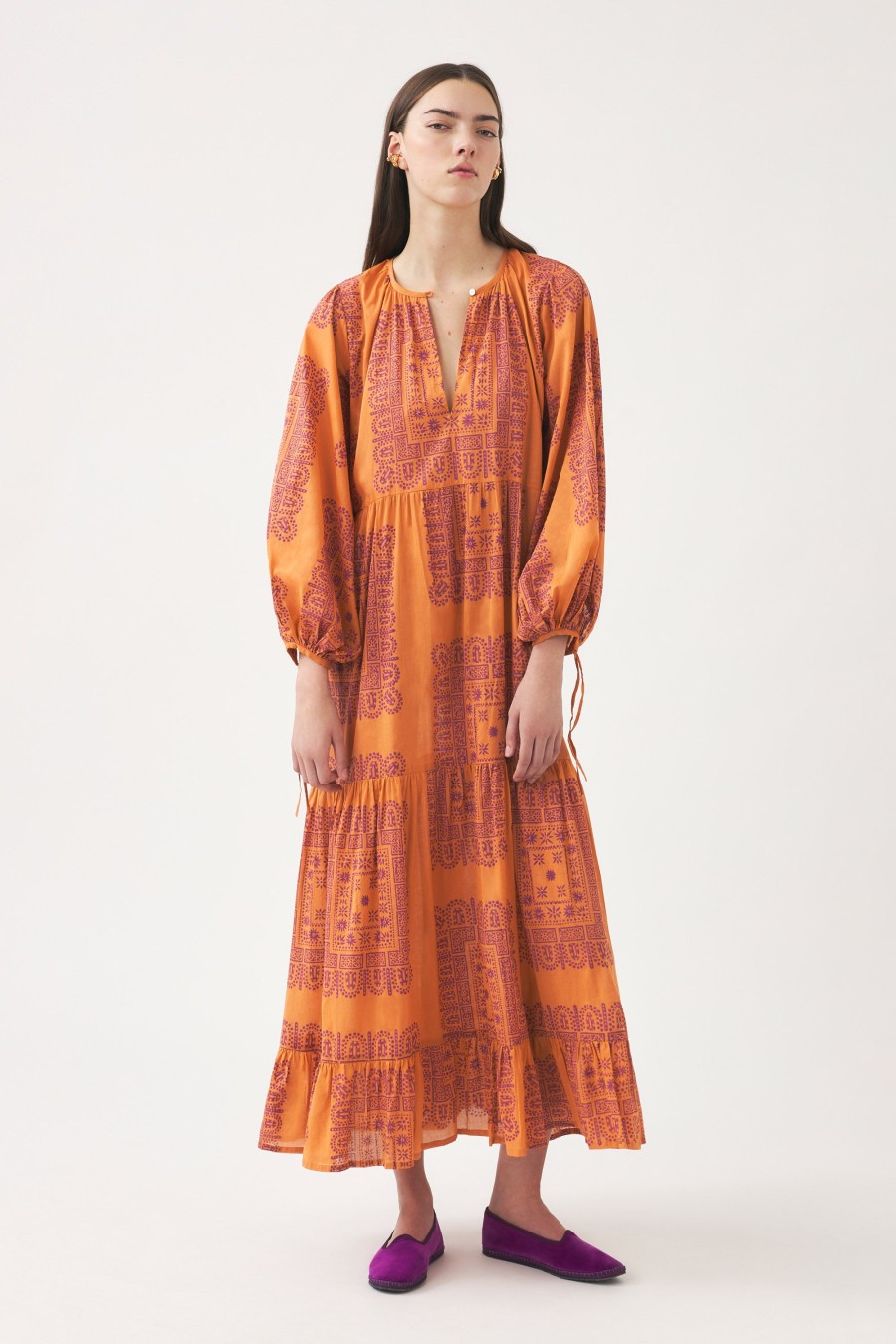 Antik Batik Nalii Cotton Voile Print Maxi Dress Clearance