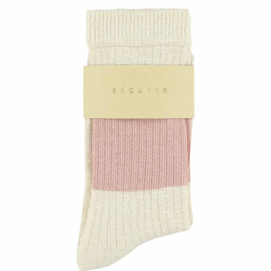 Escuyer Women Melange Band Socks Ecru / Pink - Escuyer Online