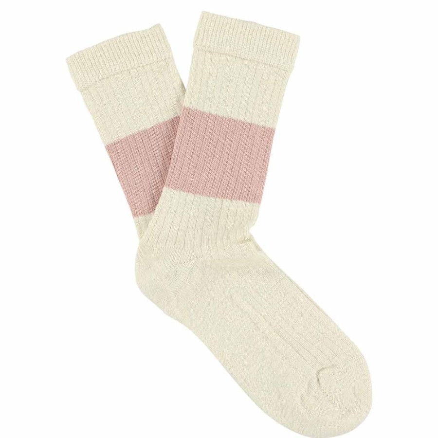 Escuyer Women Melange Band Socks Ecru / Pink - Escuyer Online