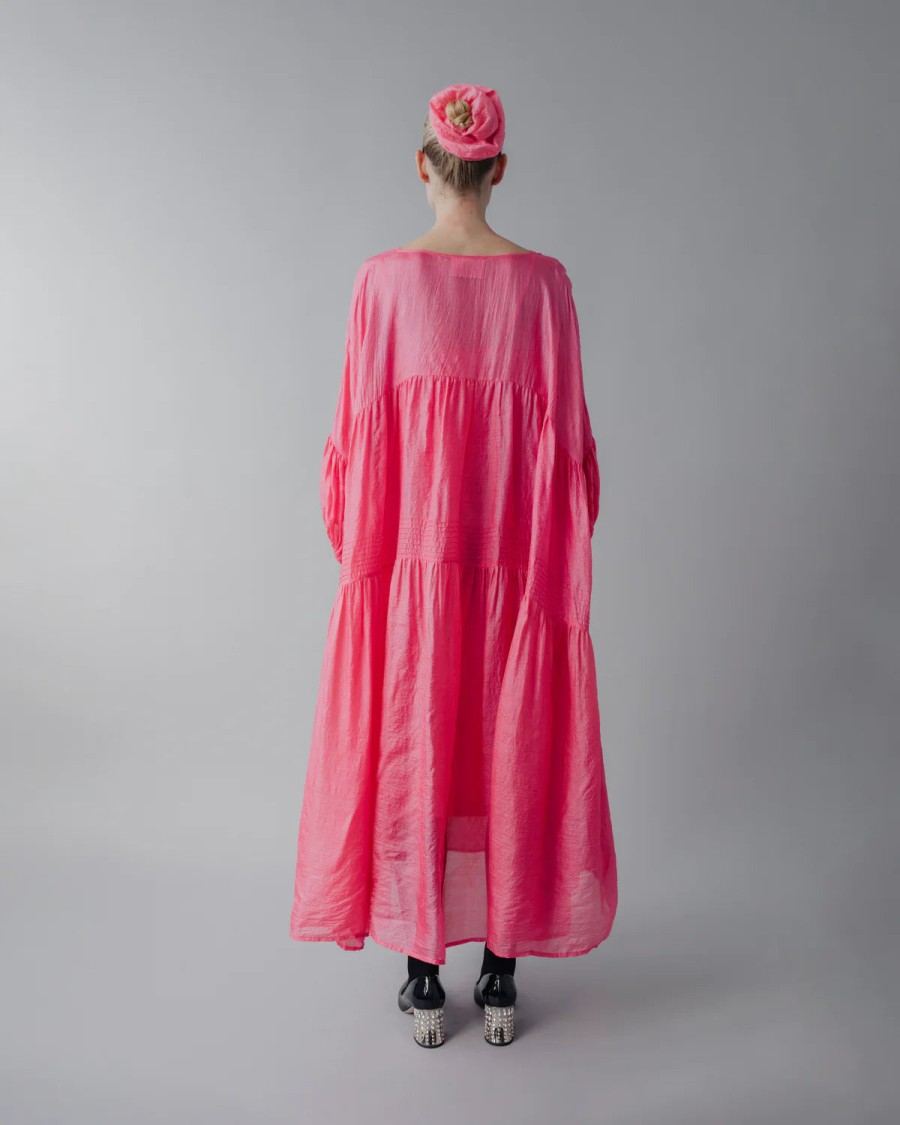 Anaak Fluoro Pink Airi Tussar Maxi Dress New