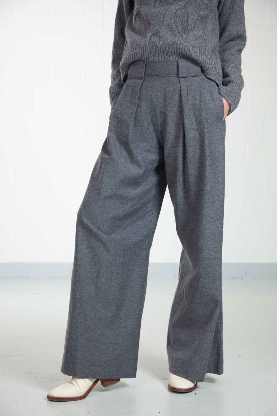 ByAdushka Grey Melange Parigi Trousers Clearance