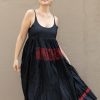 Injiri Black Silk Dress With Red Hand-Embroideries Best