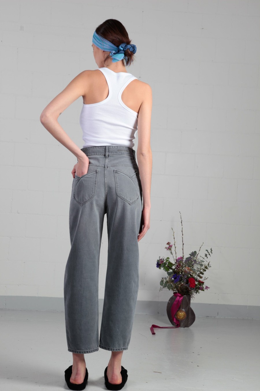 Happy Haus Happy Haus Le Pantalon Fleur In Gris New