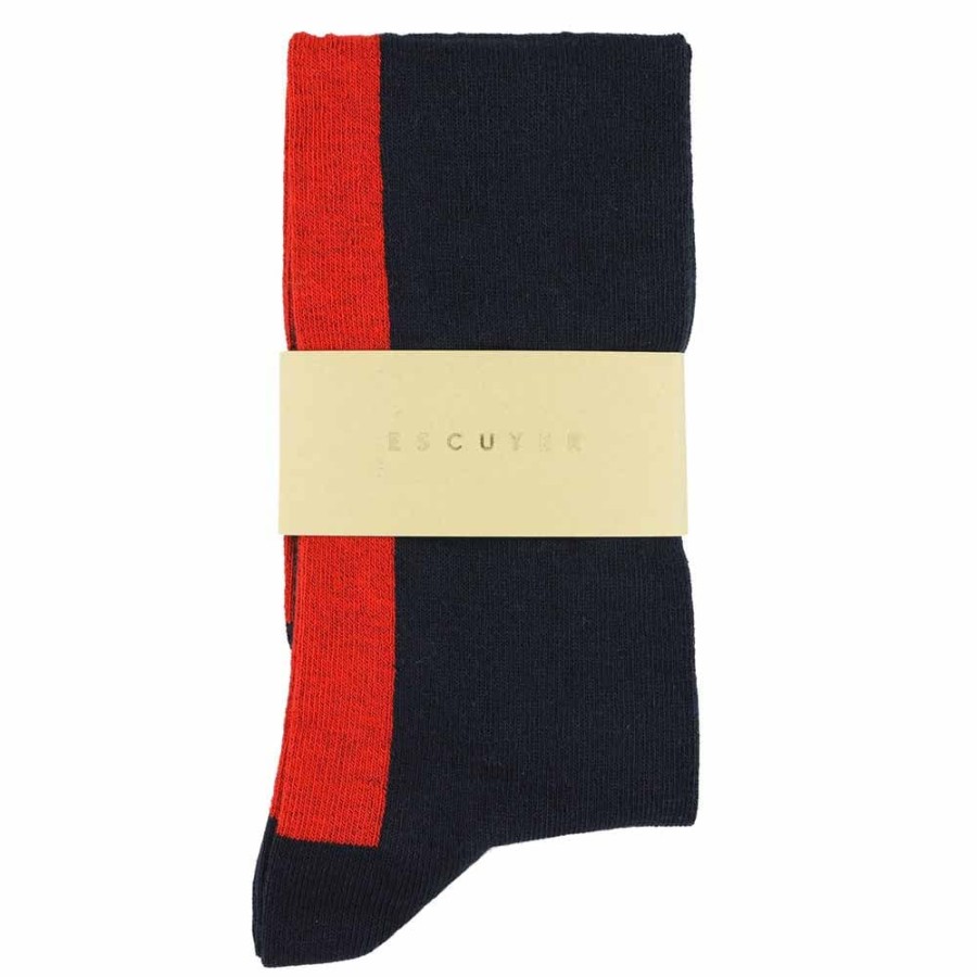 Escuyer Women Knee High Socks Navy / Red - Escuyer Clearance