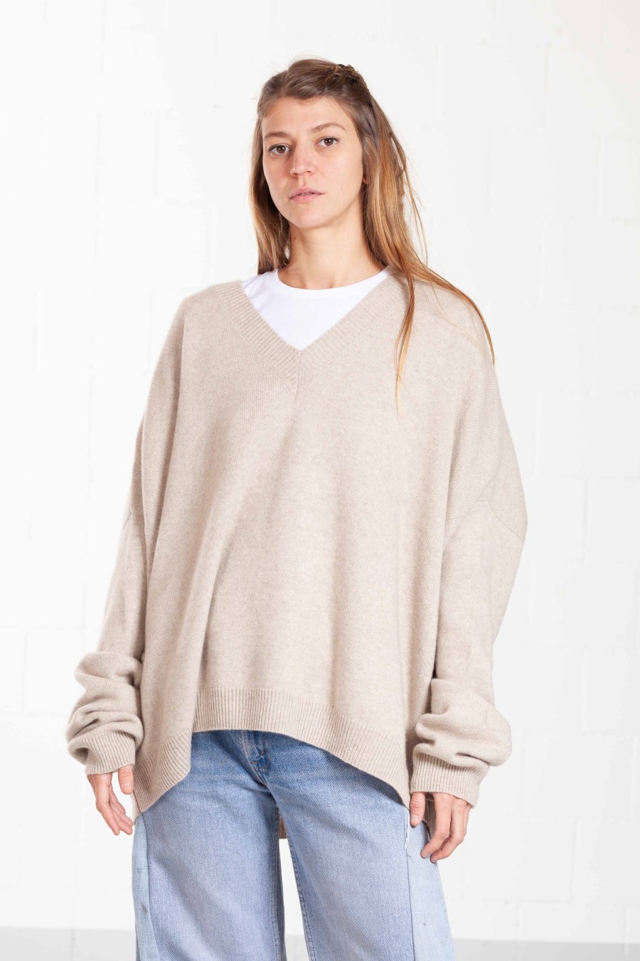 ByAdushka Natural V-Neck Sweater Clearance