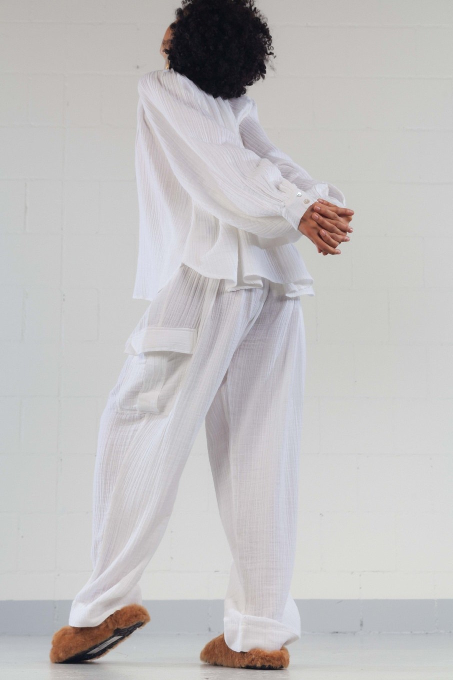 ByAdushka White Tao Cargo Cacoon Pants Wholesale