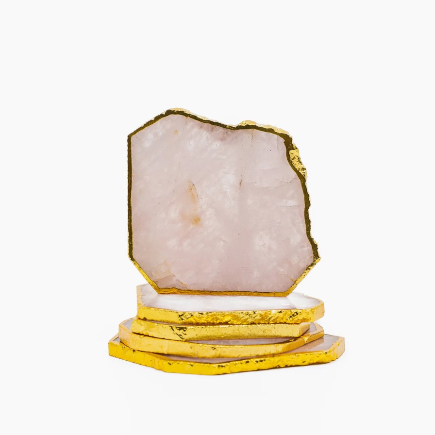 The Goddess Collective The Goddess Collective Rose Quartz Coaster With Golden Edge Online