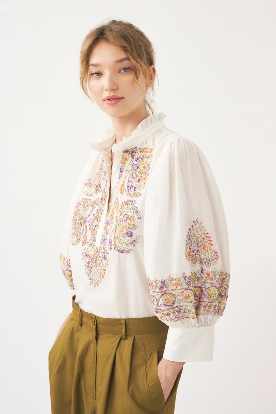 Antik Batik Neil Hand-Embroidered Blouse Wholesale