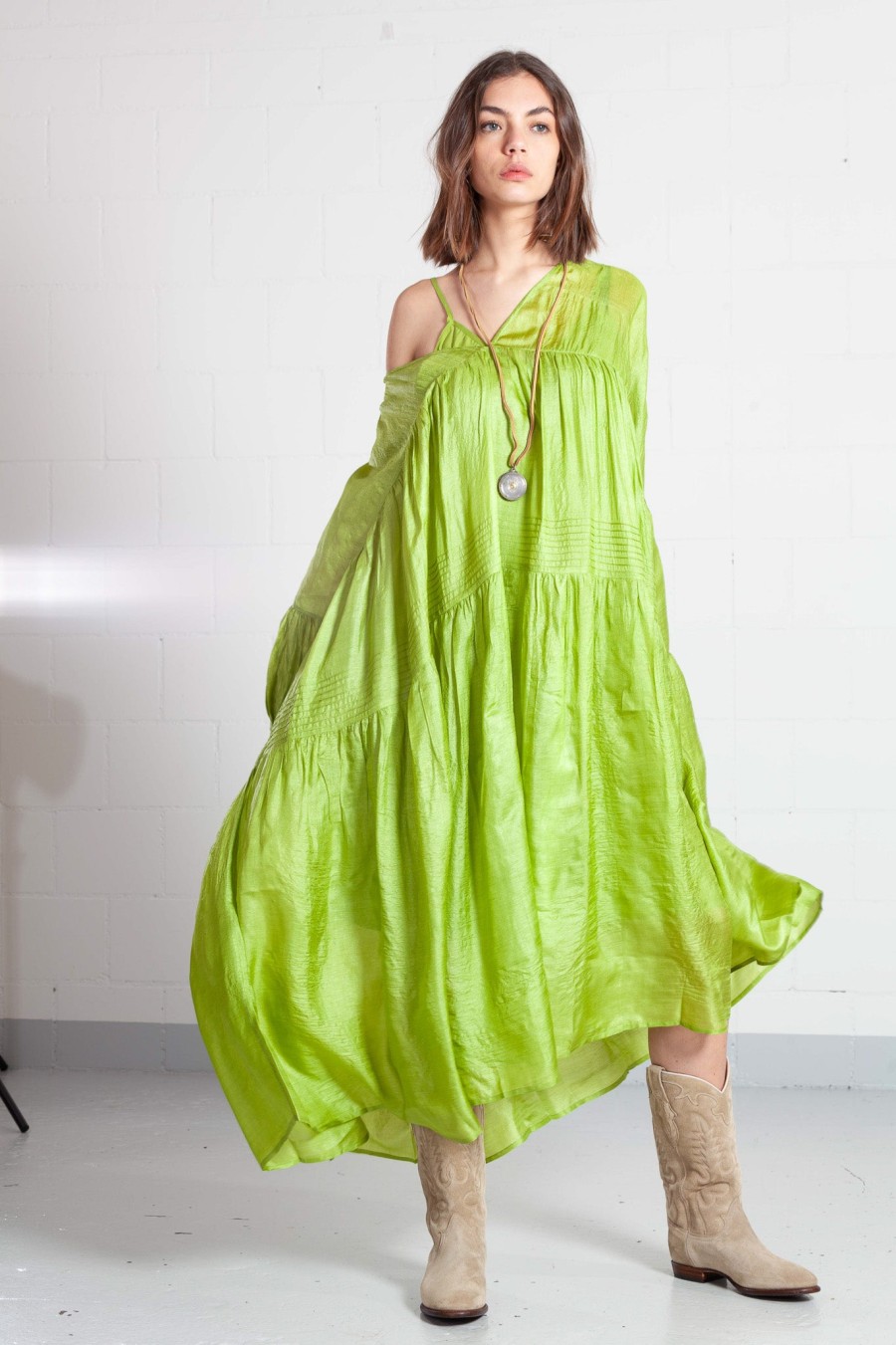 Anaak Night Green Airi Tussar Maxi Dress Best