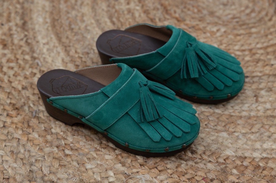 Antidoti Frangyna Velour Green Clogs - Antidoti Clearance