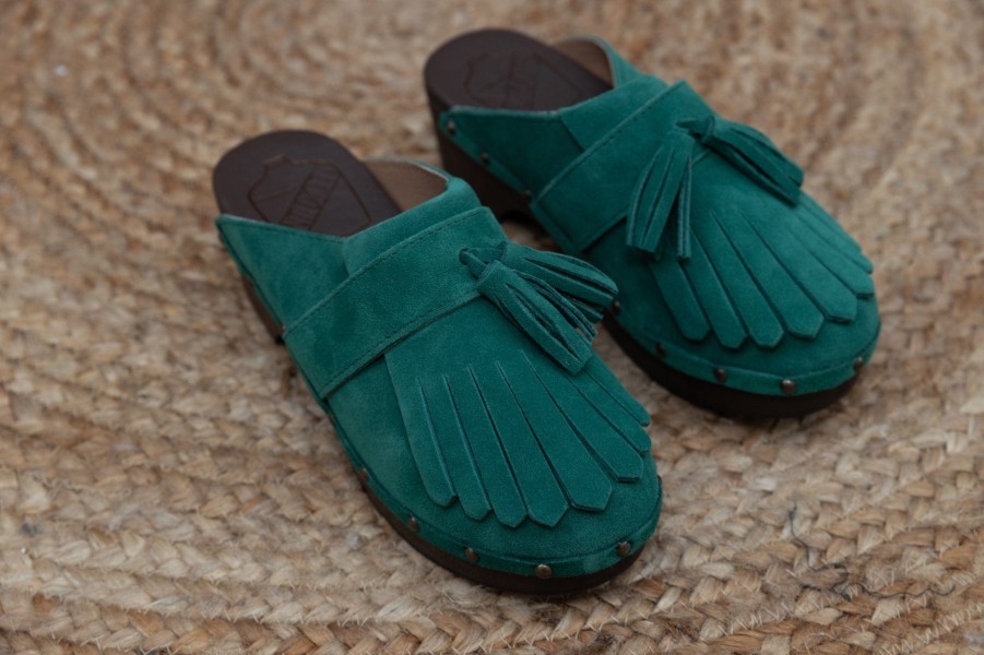 Antidoti Frangyna Velour Green Clogs - Antidoti Clearance