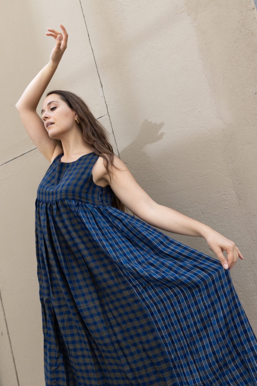 Injiri Blue Checks Dress Online