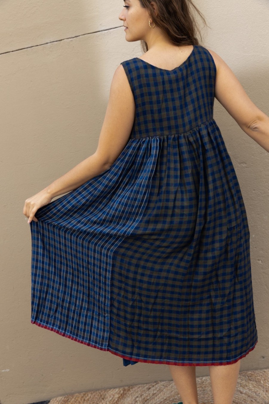 Injiri Blue Checks Dress Online