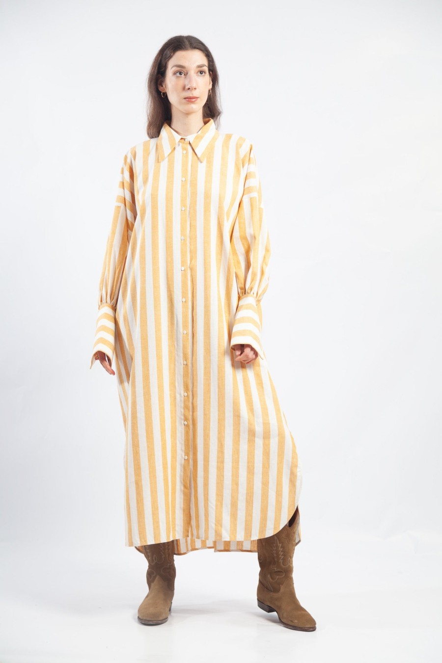 By Adushka Maldive Ochre Oversize Shirt Dress - Byadushka Best