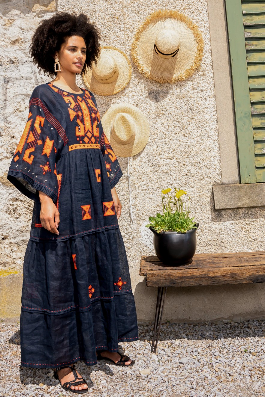 My Sleeping Gypsy Braille Long Dress In Navy Blue - My Sleeping Gypsy Best